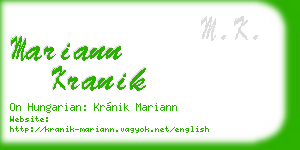 mariann kranik business card