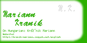 mariann kranik business card